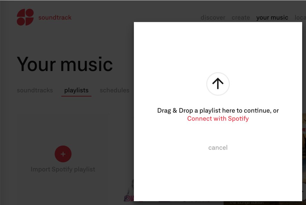 Import Spotify playlist window