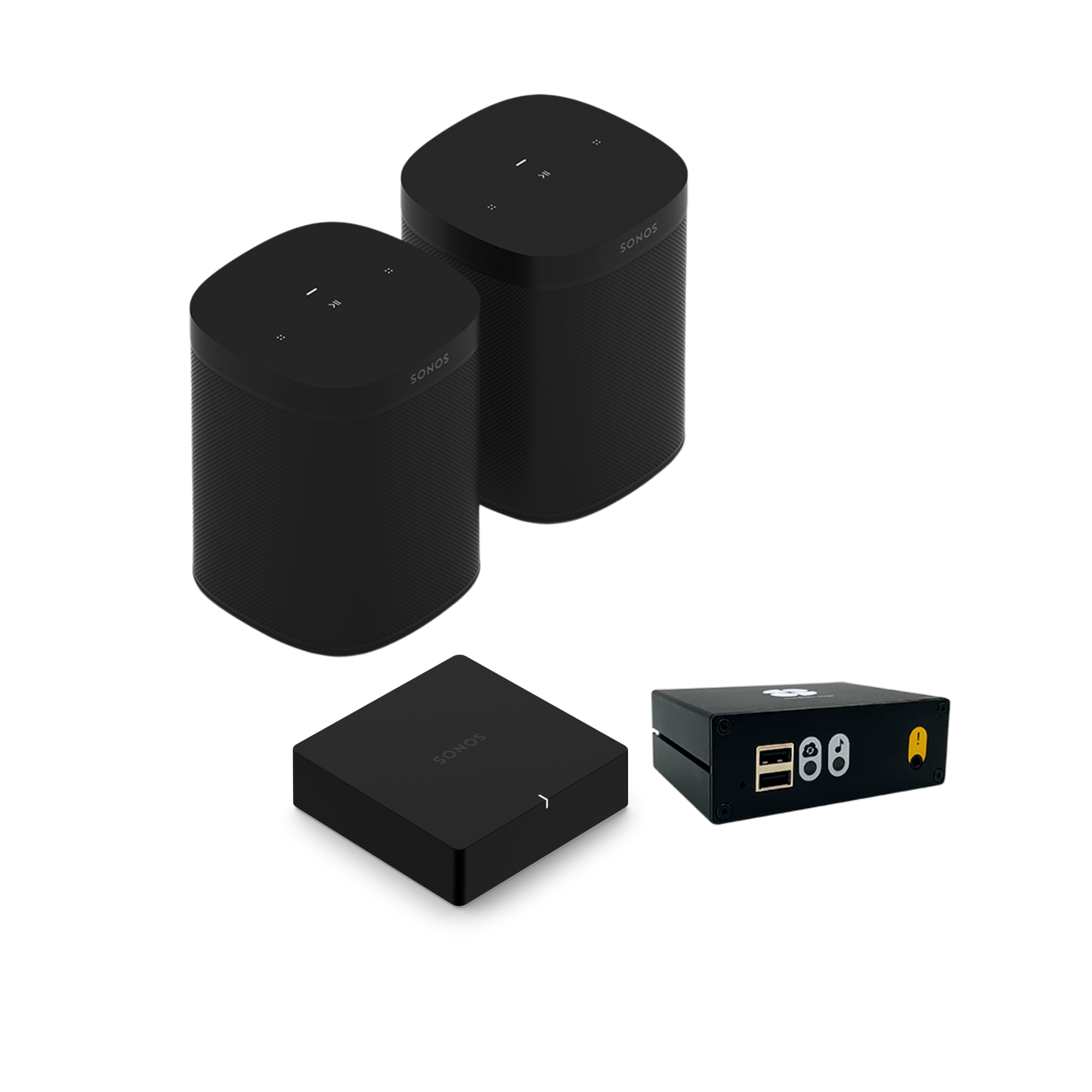 sonos bundle with 2 one sl black, a port and syb player