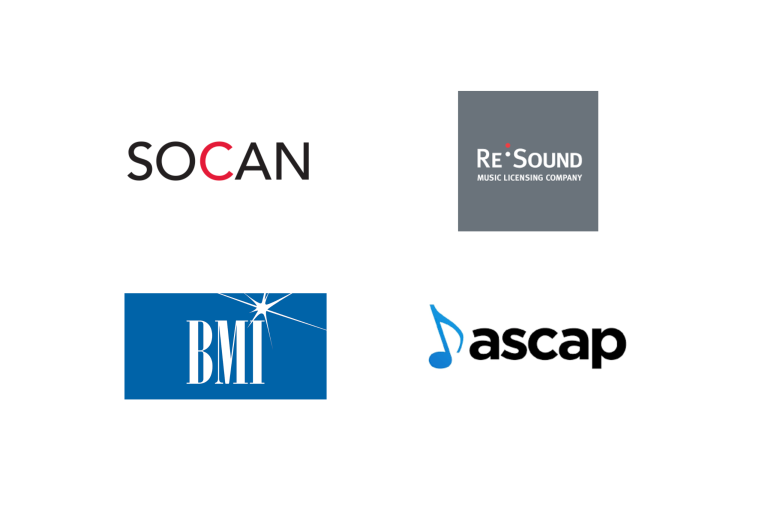 performance rights organization logos in Canada and USA