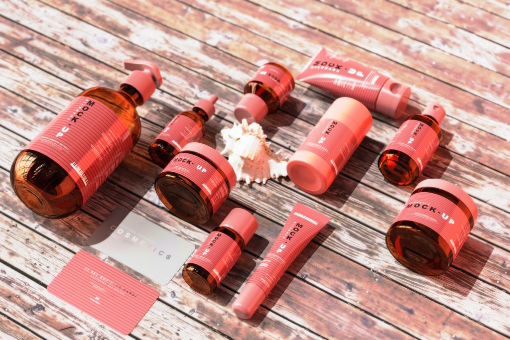 A cosmetic company showcases their new line of skin care products using high quality photography and music to pair.